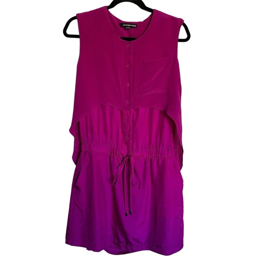 Alexander Wang Sleeveless Drawstring Waist Dress - Magenta Pink - Small